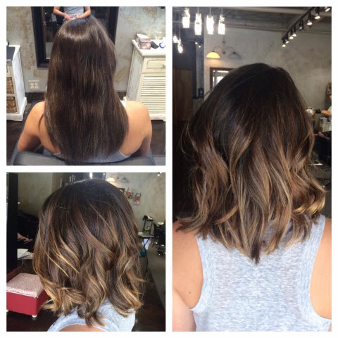 Balayage de coloration sur un carré allongé