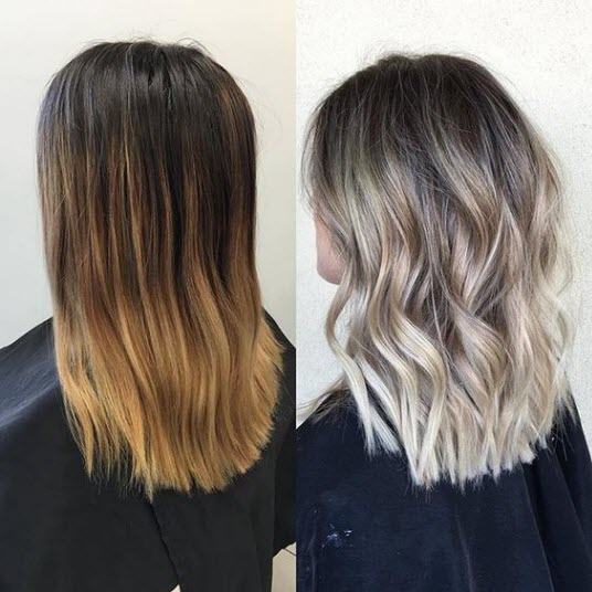 Balayage de coloration sur un carré allongé