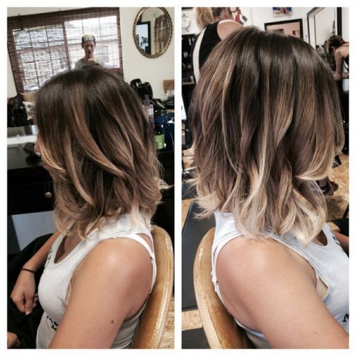 Balayage de coloration sur un carré allongé