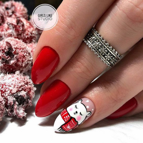 Manucure rouge nouvel an