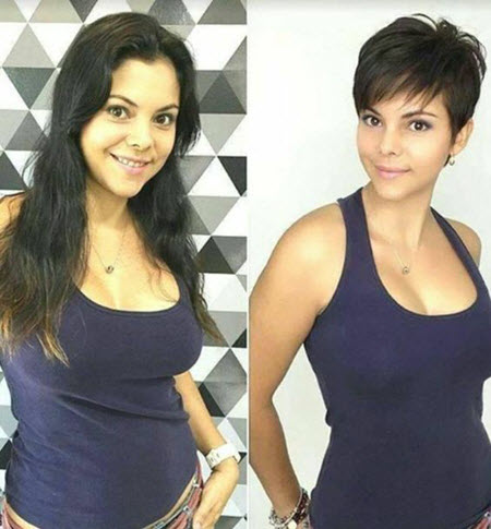 Coupe de cheveux Pixie: photos avant et après