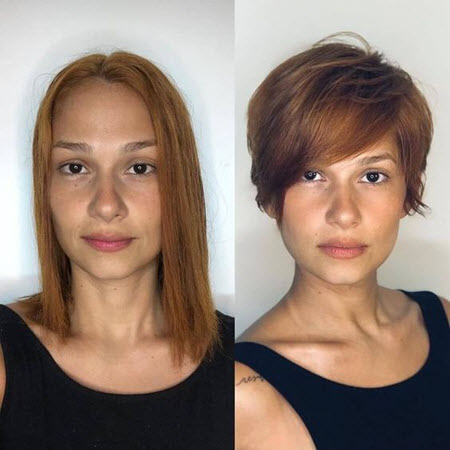 Coupe de cheveux Pixie: photos avant et après