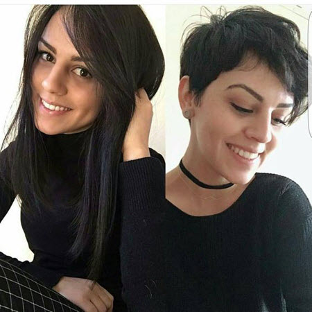 Coupe de cheveux Pixie: photos avant et après