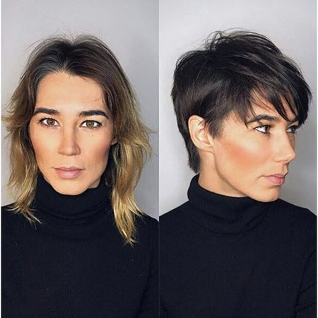 Coupe de cheveux Pixie: photos avant et après