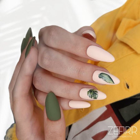 Manucure d'automne en vert: photo 2024