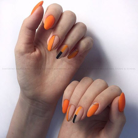 Manucure d'automne orange élégante: nouvelle photo 2024