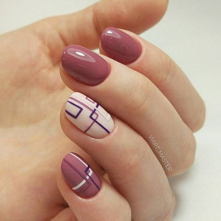 Manucure géométrique sur ongles ovales