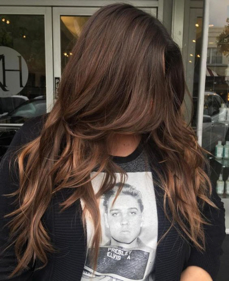 Coupes de cheveux photo en cascade pour cheveux longs